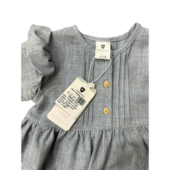 Korango Kid's Gray Button Up Fit & Flare Modern‎ Vintage Dress Size 6-12 Month - Picture 4 of 7